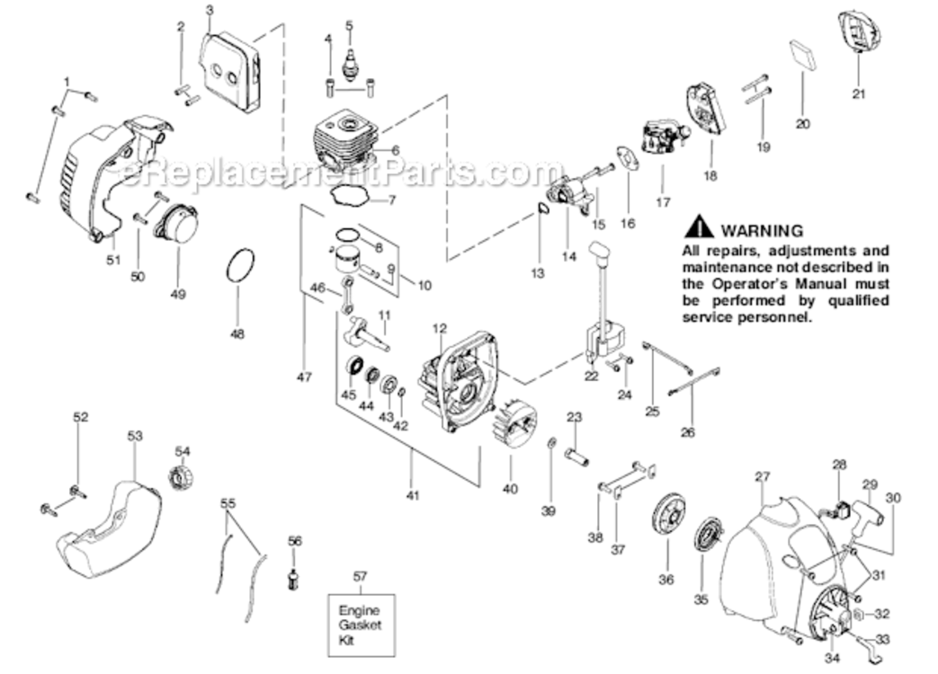 Page B Diagram and Parts List for W25SB  Weed Eater Trimmer